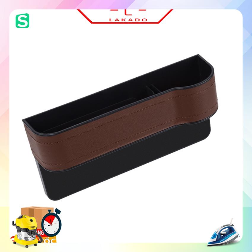 Hộp đựng đồ khe ghế ô tô đang năng tiện dụng dán da ca cấp, có lỗ cho cáp sạc-lakado MSP74710
