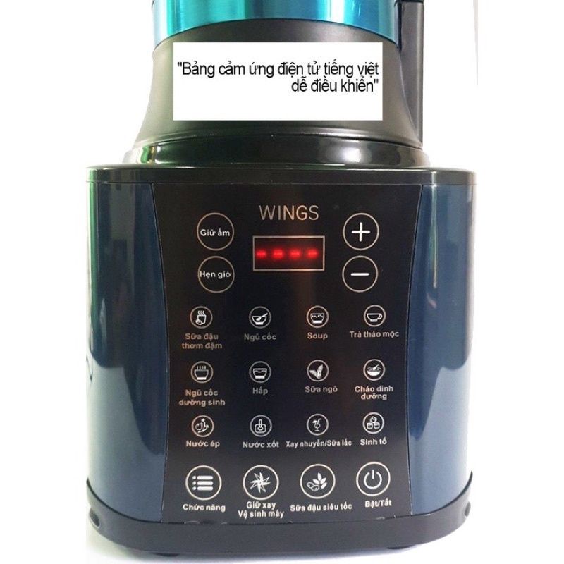 Máy Làm Sữa Hạt Đa Năng Wings.LM_358H Hàng Mới -  Công Suất 1800W-  Cs Nấu 800w – Hàng Chính Hãng