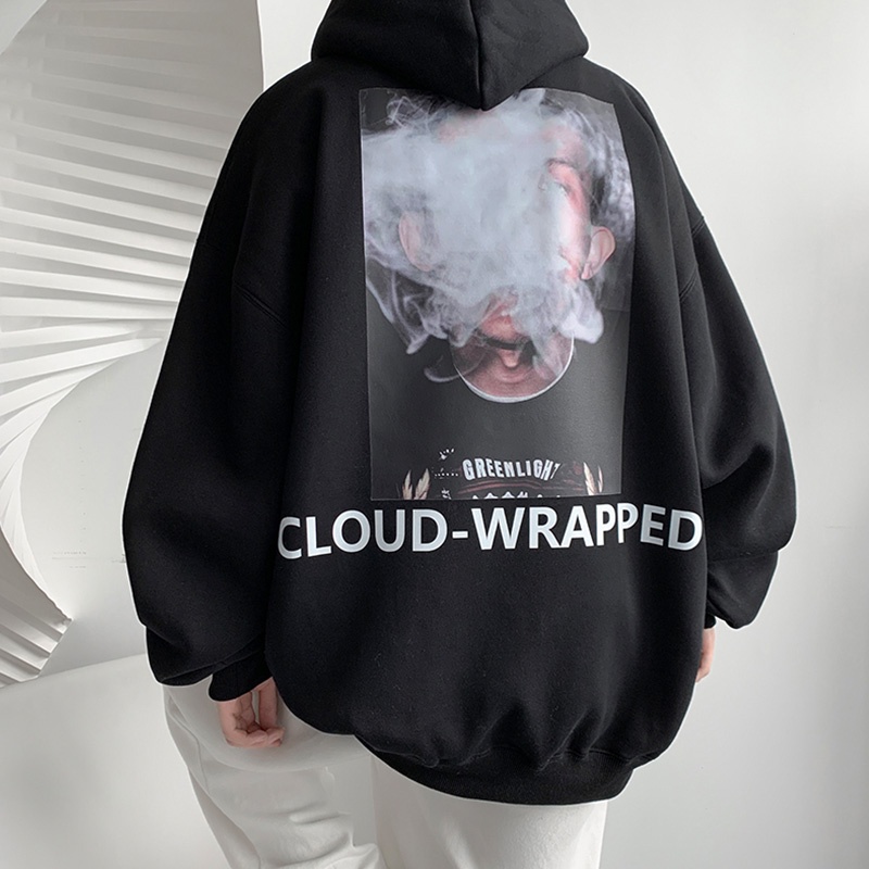 Áo hoodie cotton dáng rộng in họa tiết thời trang đường phố sành điệu cho nam size M-5XL