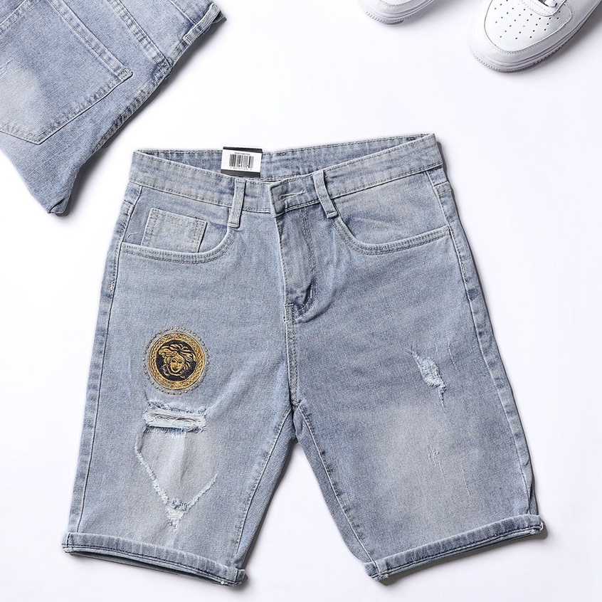 Quần Short Jean Nam Màu Xanh Đẹp Chất Bò Co Giãn Cao Cấp, Quần Ngố rách Mẫu Mới Phong Cách Hàn Quốc beautifulgilr w301