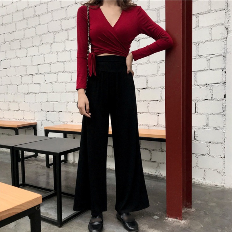 Áo Thun Lửng Cổ V Đan Dây Quyến Rũ Dành Cho Nữ