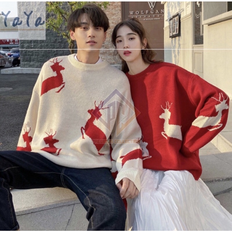 Đồ đôi / Áo len đôi couple họa tiết tuần lộc đón Noel bên nhau ấm áp