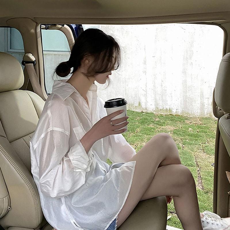 Áo Sơ Mi Dài Tay Form Rộng Phong Cách Hàn Quốc Dành Cho Nữ