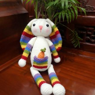 Thú len handmade- Thỏ cầu vồng