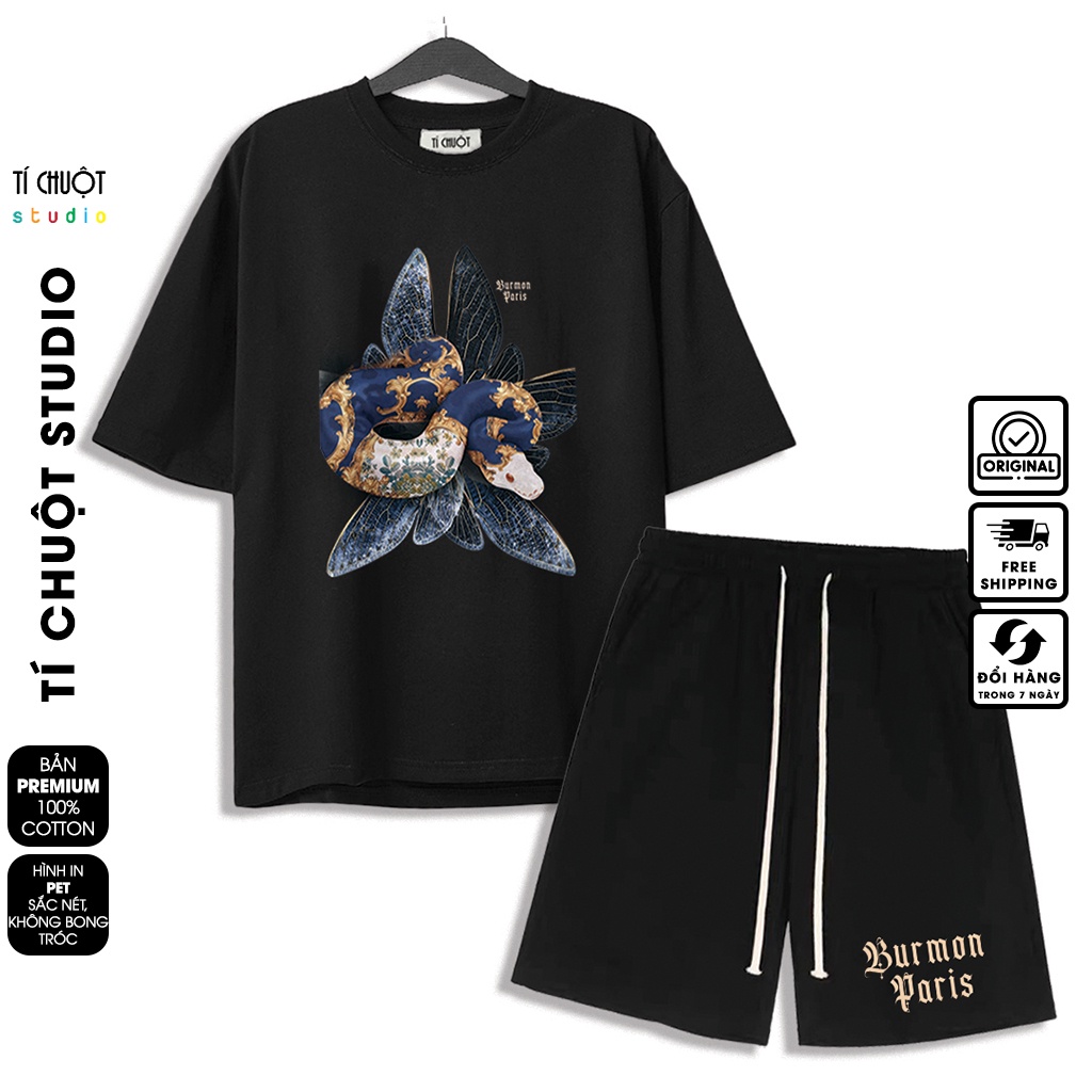 Bộ quần áo nam nữ Burmon Snake , set bộ thể thao unisex cotton mặc nhà mùa hè - Tí Chuột Studio