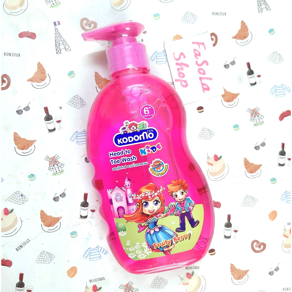 Sữa tắm gội trẻ em KODOMO 400ml Thái Lan toàn thân 2 trong 1 kid newborn sơ sinh head to toe body wash dâu không cay mắt