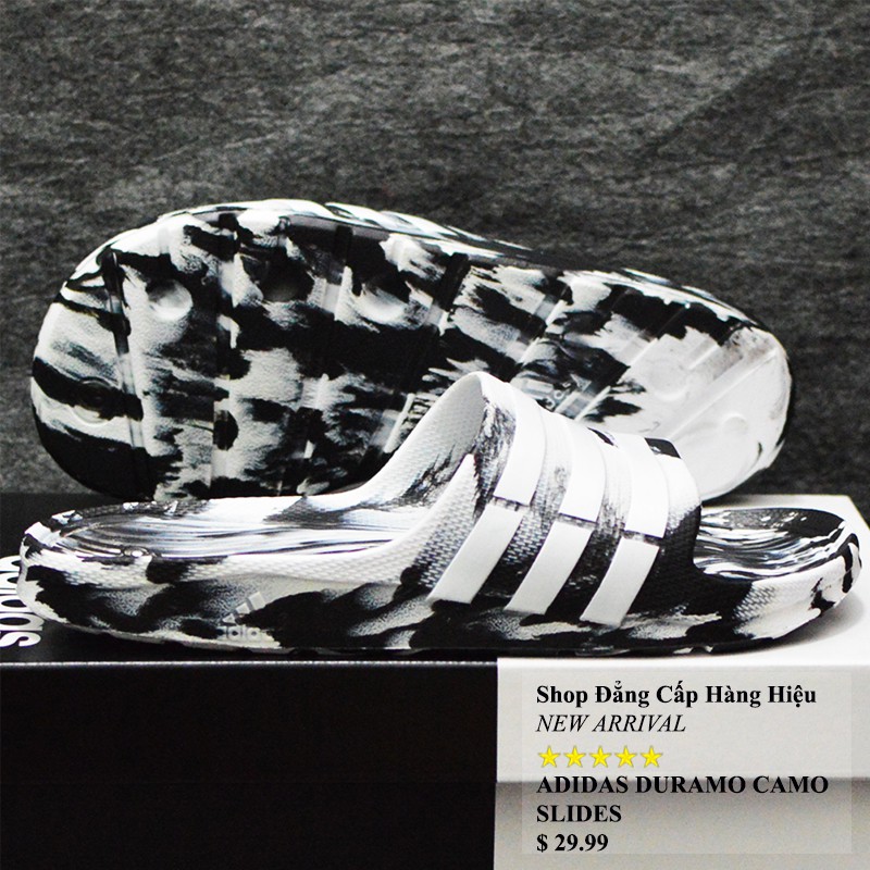 Dép Adidas Duramo Camo trắng đen sọc trắng