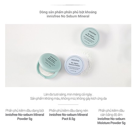 Phấn phủ kiềm dầu dạng nén Innisfree No Sebum Mineral Pact 8.5g