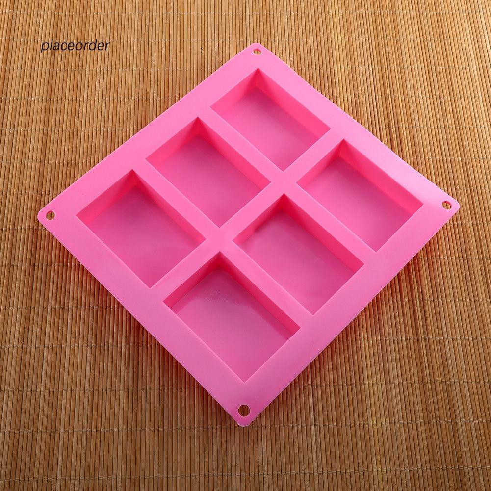 Khuôn silicon 6 ngăn nấu bánh/kẹo/xà phòng tự làm kích thước 23.5x21.2x2.5cm