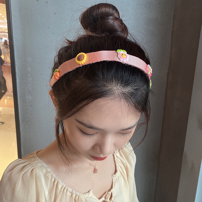 Băng đô vải trơn, bờm tóc dập dính chống trượt cài tóc cho bé phong cách đáng yêu