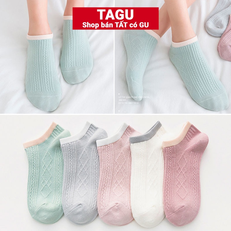 Tất vớ nữ nam cổ ngắn trắng giấy lười dễ thương hàn quốc đẹp TAGU chân thấp nhún đủ màu trơn đen, đỏ, vàng, xám, xanh