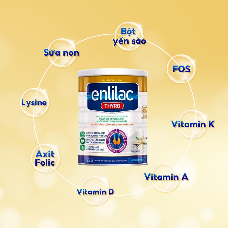 Sữa Bột Cho Bệnh Nhân Suy Giáp Enlilac Thyro Giúp Tăng Cường Sức Khoẻ Tuyến Giáp 400g/Hộp