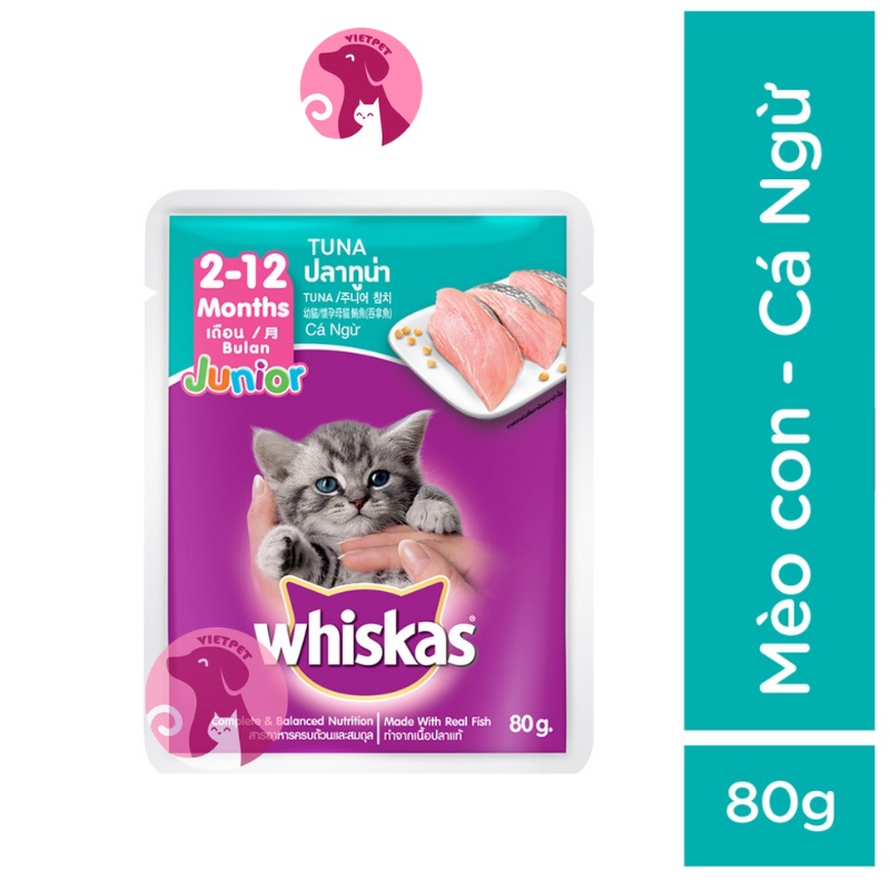 Pate Whiskas Tuna - Mix vị (80g) - Cho Mèo Lớn &amp; Mèo Nhỏ