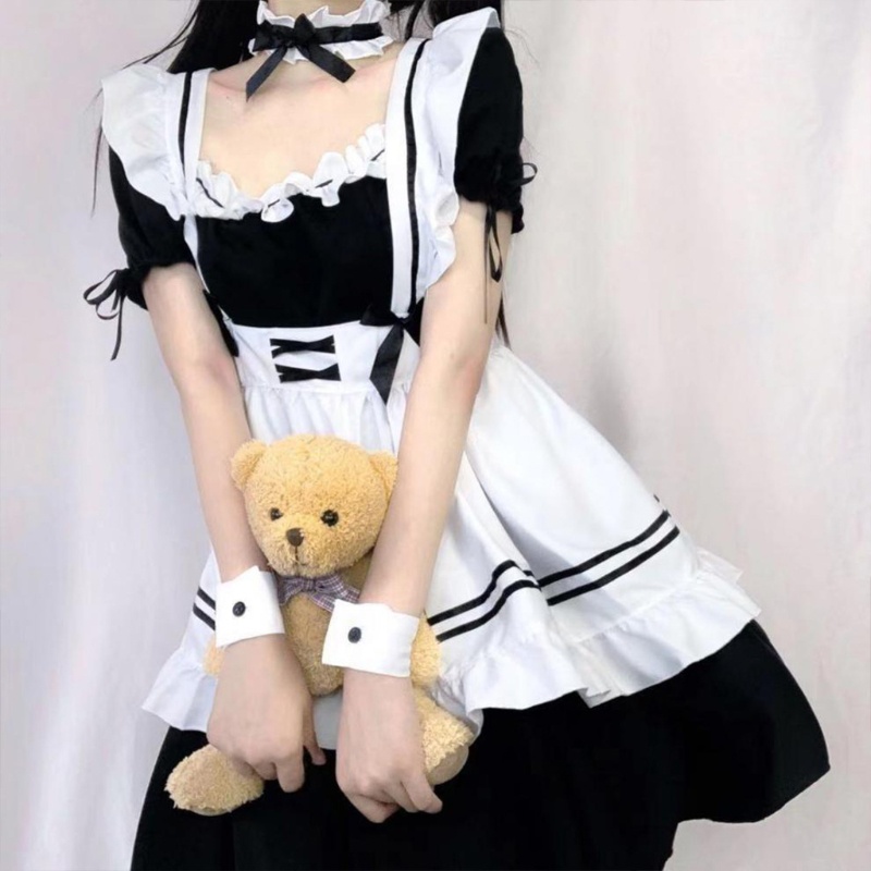 Vòng Cổ Choker Màu Trắng Đen Hóa Trang Cô Hầu Gái
