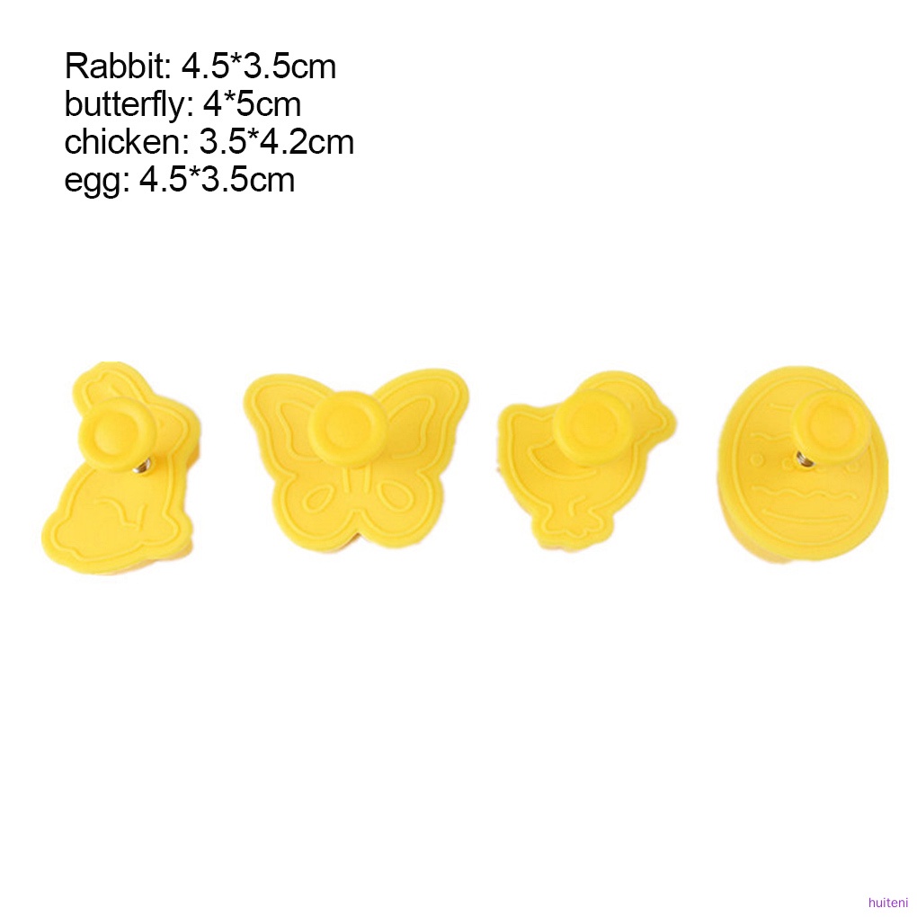 Set 4 Khuôn Nhấn Tạo Hình Bánh Quy Hình Động Vật 3d Bằng Nhựa