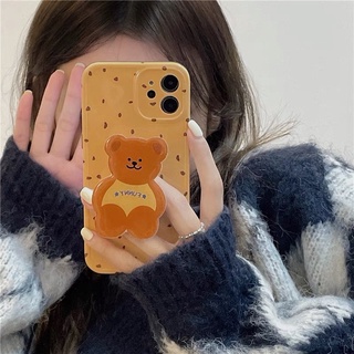 [Có sẳn] [ Cập nhật 12/2] Ốp lưng Iphone chất imd nền vàng kèm popsocket gấu đáng iu 🐻✨