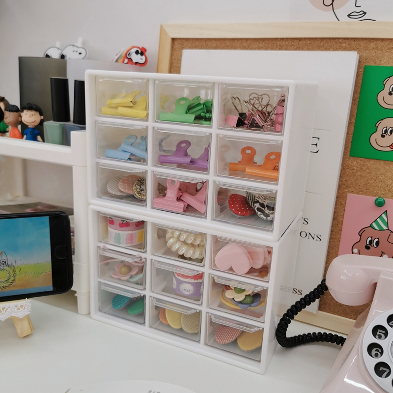 Winzige Stationery Storage Box Hộp Đựng Đồ Trang Điểm Để Bàn Desktop Decor