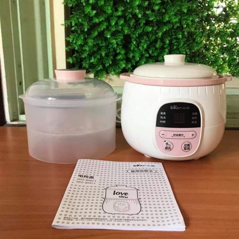 Bộ nồi nấu cháo chậm bear 0,8l hàng chính hãng