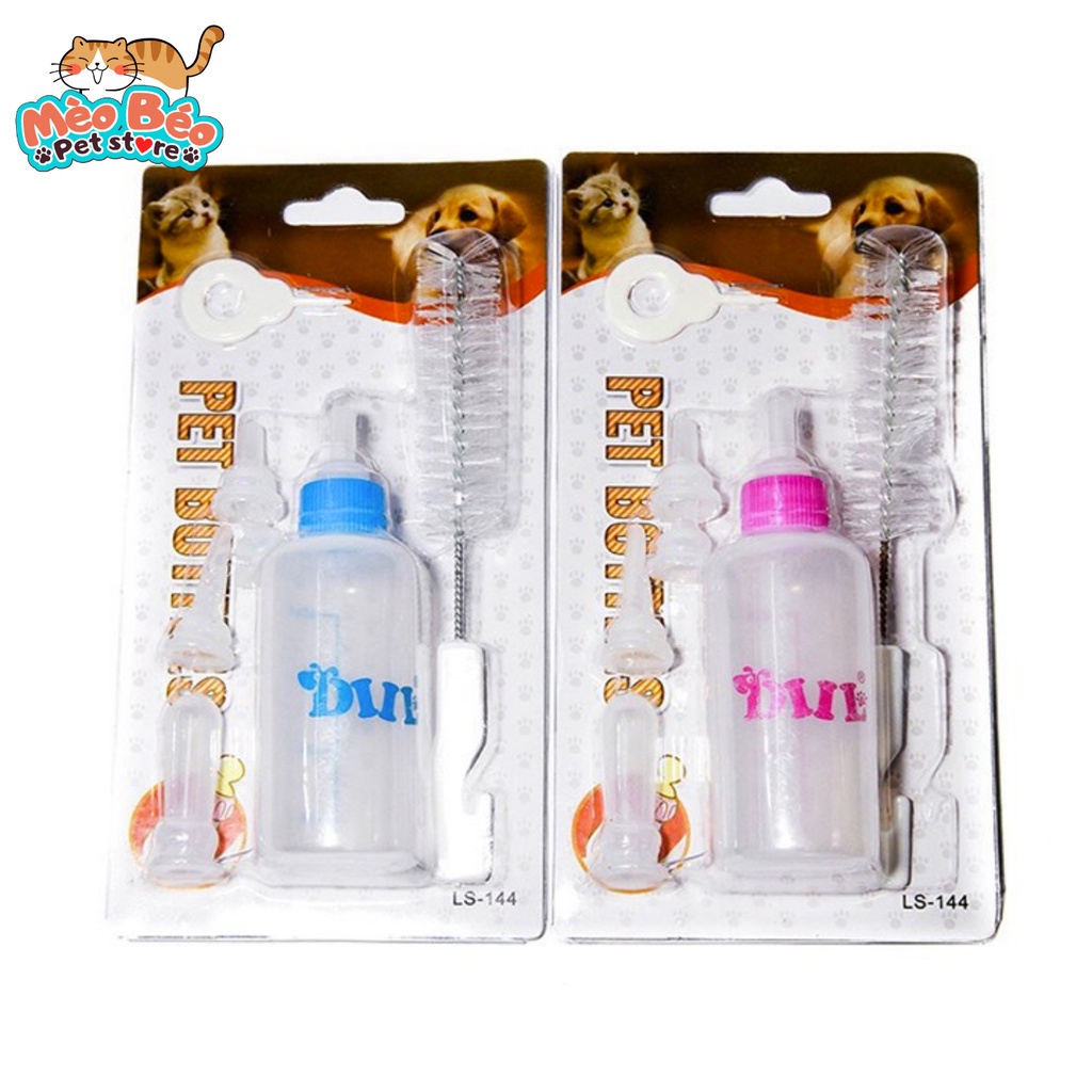 Bình sữa 5 đầu ti cho chó mèo con - nhựa PP an toàn 60ml, 150ml