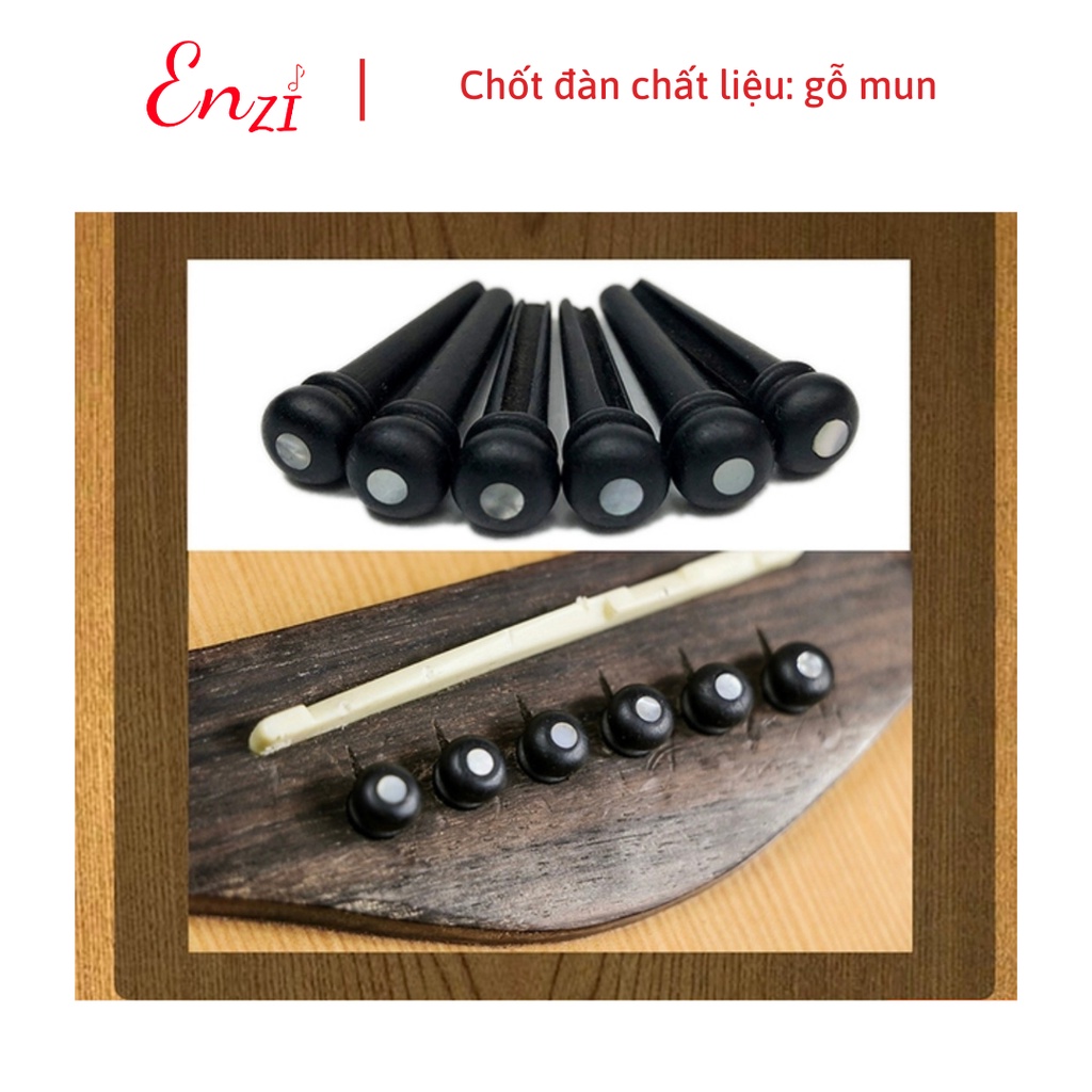 Chốt dây đàn guitar đồng thau nguyên khối đính ngọc cao cấp Enzi