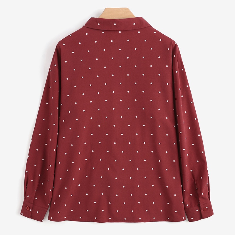 Áo sơ mi Zanzea cổ bẻ in họa tiết chấm bi phong cách Hàn Quốc thời trang cho nữ