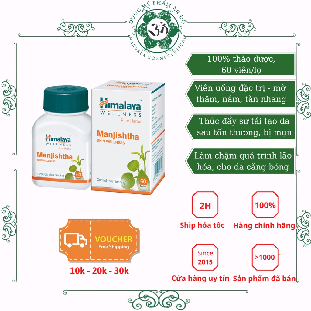 Himalaya Manjishta Manjishtha - Hỗ trợ da bị thâm nám - Thương hiệu quốc dân Ấn Độ - ShopMandala