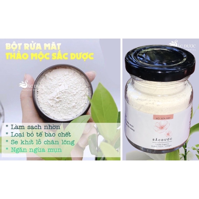 Bột Rửa Mặt Sắc Dược 100% Chiết Xuất Từ Thiên Nhiên