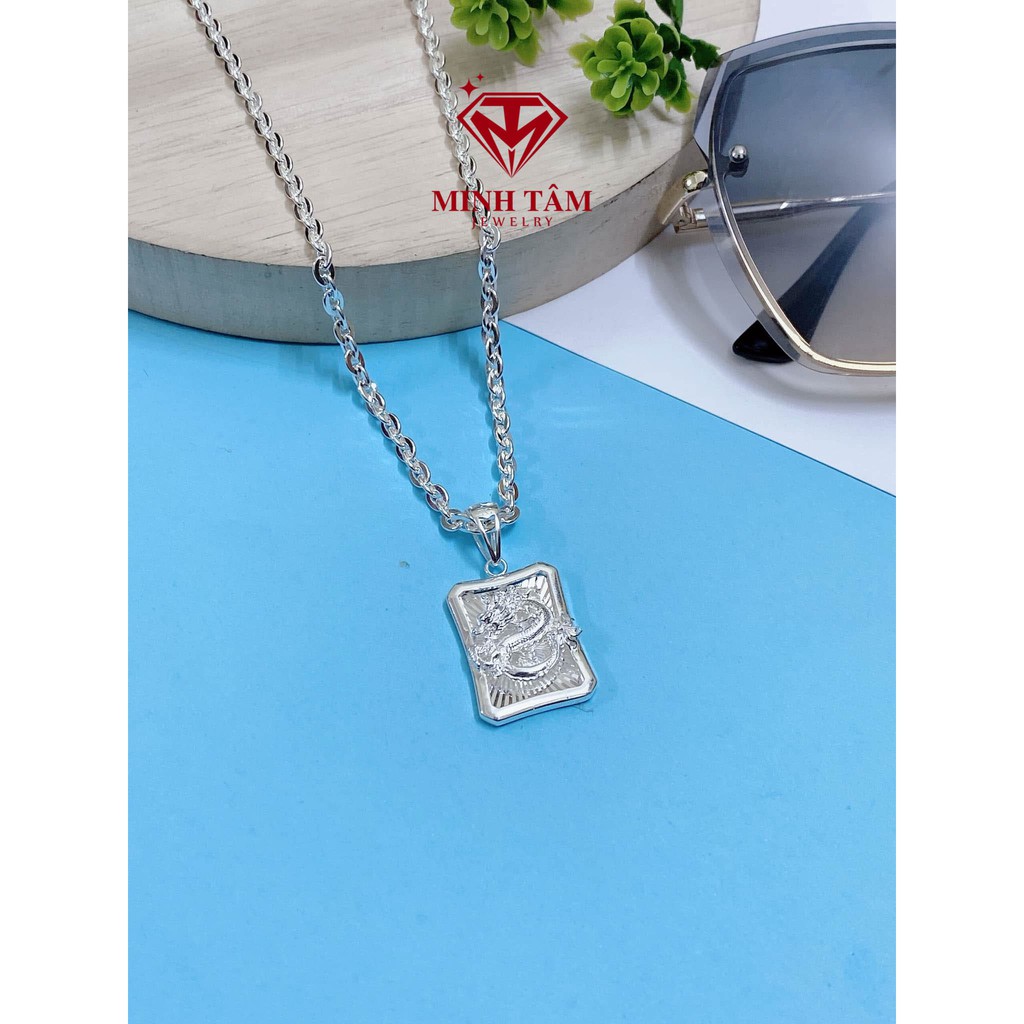 Bộ dây chuyền bạc ta cho bé trai mặt hình rồng-Minh Tâm Jewelry