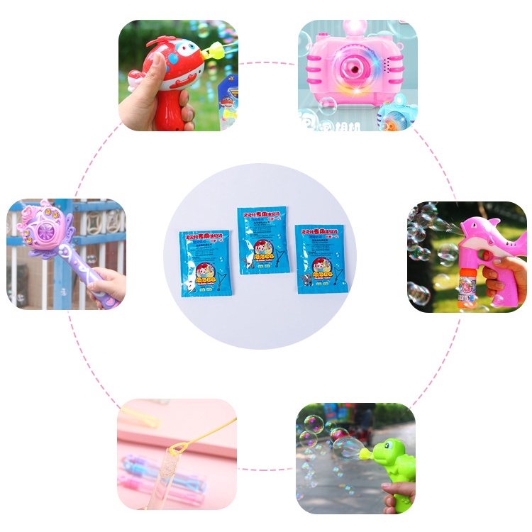 10 Gói Nước Pha Bong Bóng Xà Phòng Gói 10ml dung dịch tạo đậm đặc cho súng thổi bong bóng - LEGO3D.VN