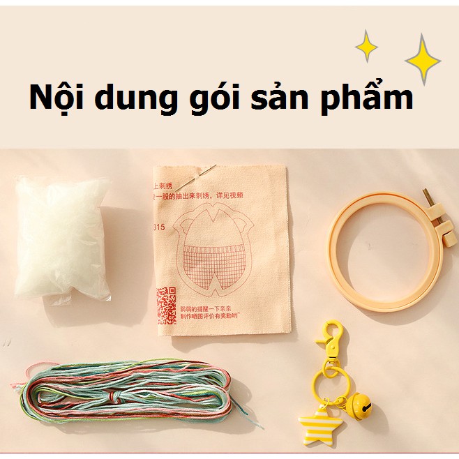 Thêu Handmade/Phụ Kiện/Bộ phụ kiện làm móc chìa khóa dạng thêu họa tiết động vật đáng yêu