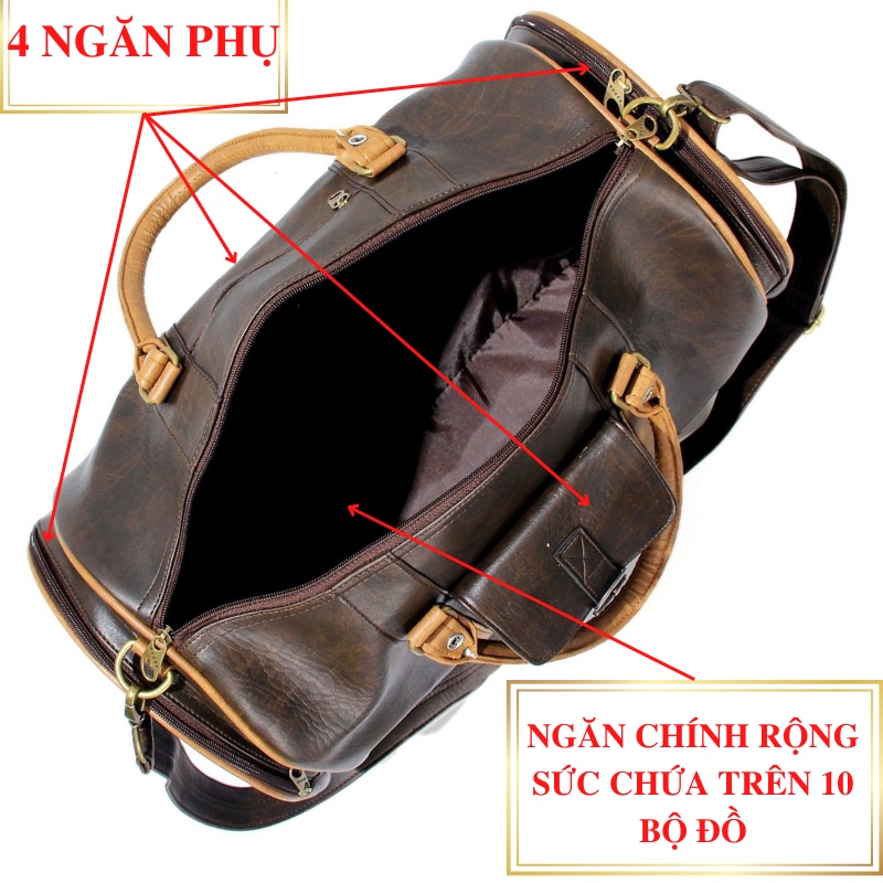 Túi da du lịch cao cấp Zenka chống nước, rộng rãi chứa được nhiều đồ_ZKDL01_3