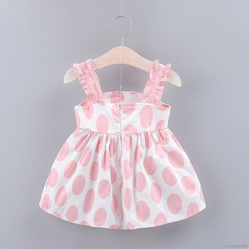Đầm cotton họa tiết chấm bi xinh xắn cho bé gái