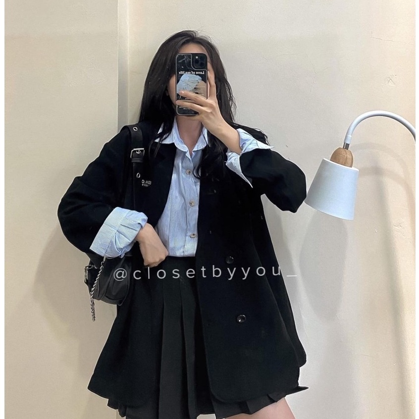 Áo Blazer tay dài màu đen trơn cho nữ- Áo Blazer Vest Nữ 2 Lớp Dày Dặn Khoác Ngoài Dài Tay Nhiều Màu Kiểu Dáng Trẻ Trung