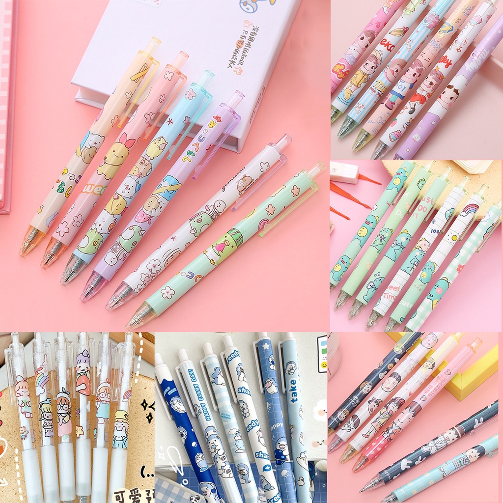 Bút gel bấm mực đen 0.5mm hoạt hình dễ thương văn phòng phẩm cho sinh viên