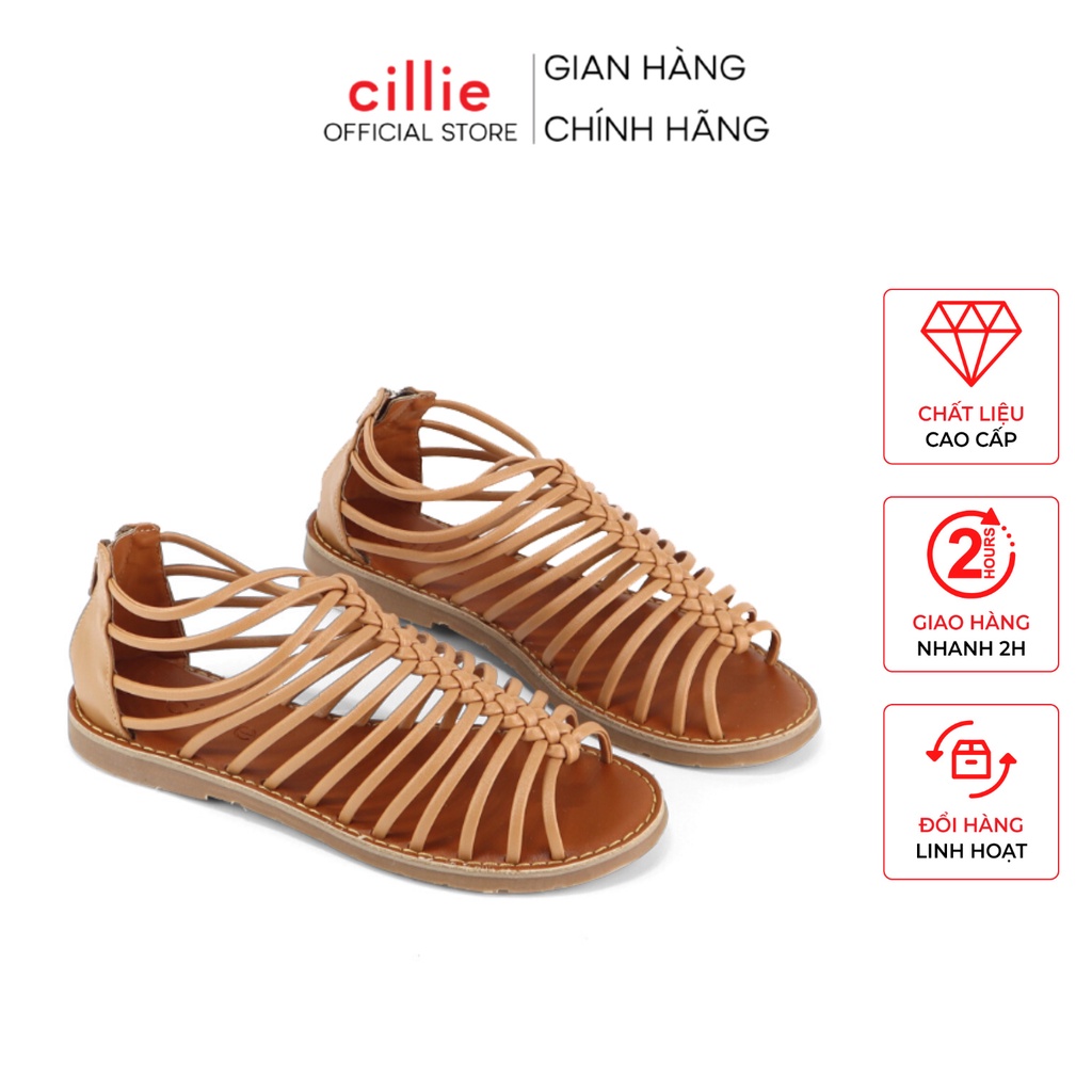 Giày sandal nữ chiến binh cho bé đế bệt khóa hậu tiện lợi thời trang đi học đi chơi Cillie 1063