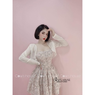 Đầm hoa hồng 2 dây kèm khoác mỏng