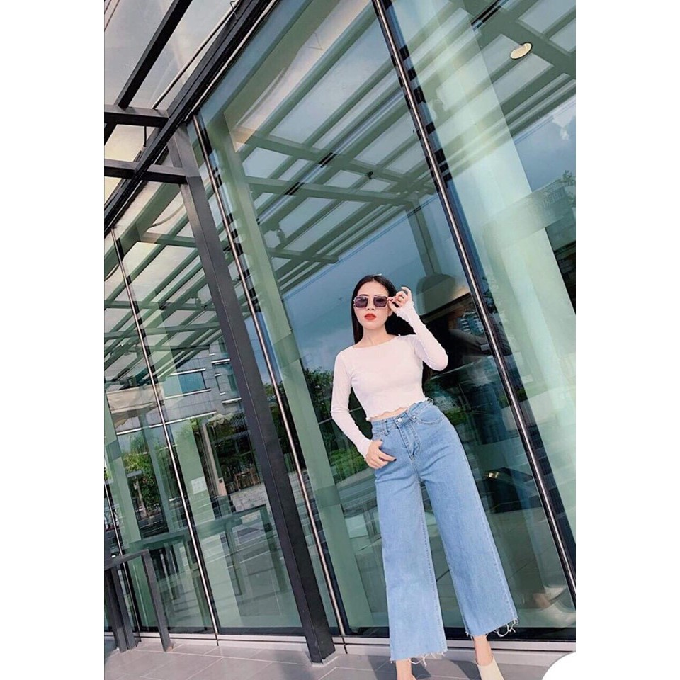Quần jeans nữ ống rộng tôn dáng cực đẹp