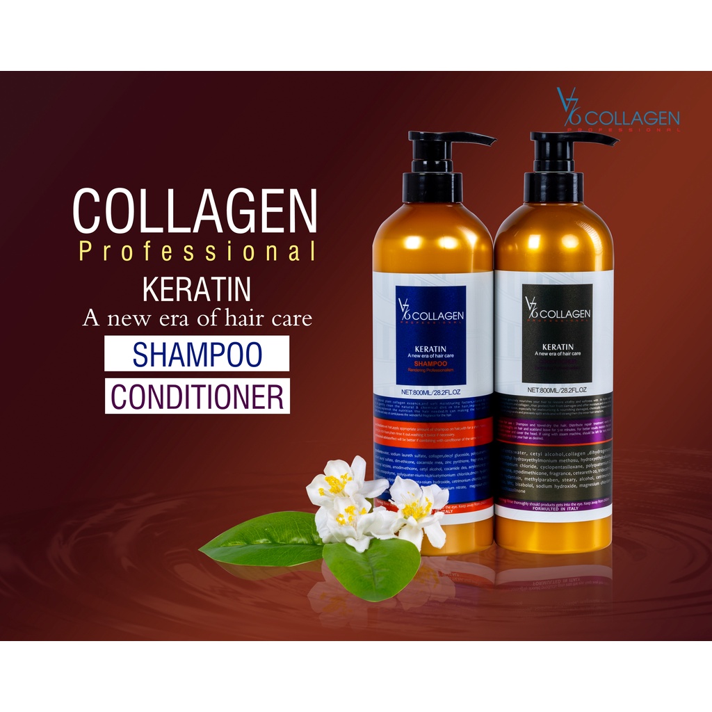 Dầu gội xả phục hồi tóc hư tổn V76 Collagen Italy 500ml - 800ml