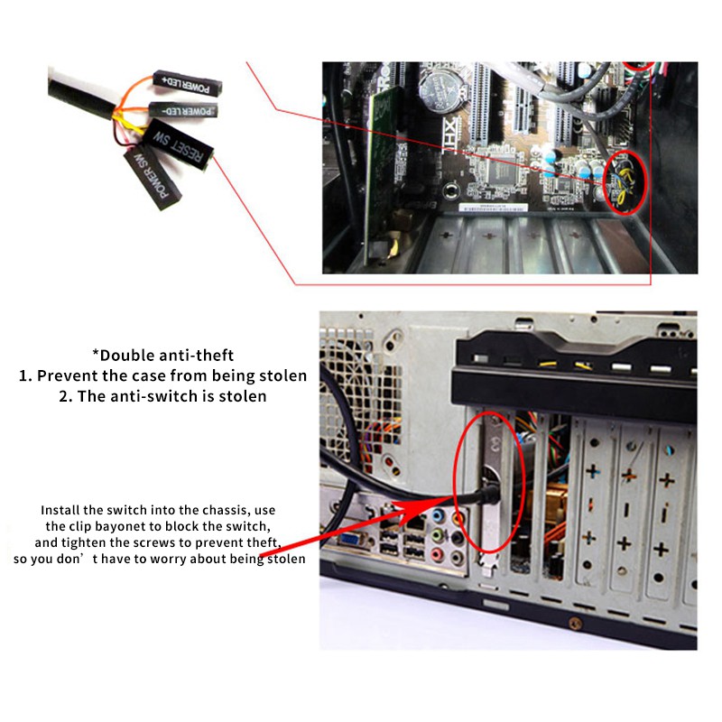 Desktop Power Switch Computer Power Supply On/Off Reset Button Switch Extender with Dual USB Dual Port Audio Jack