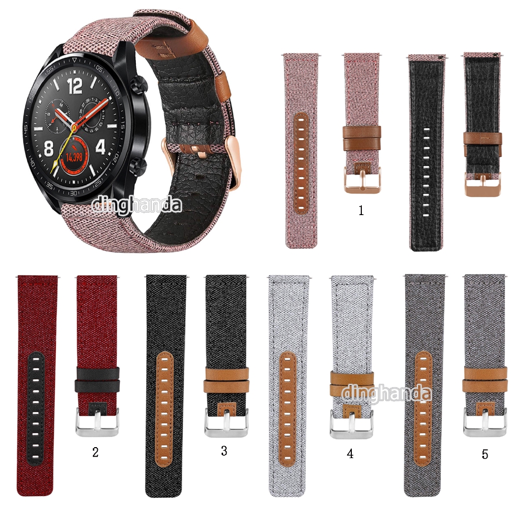 Dây đeo đồng hồ bằng vải da canvas thật chất lượng cao cho đồng hồ Huawei Watch Buds GT2 GT2e GT2 Pro GT3 SE Honor Watch Magic Dream