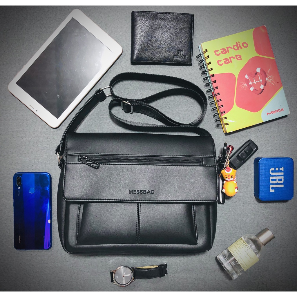 Túi đeo chéo UNISEX MESSBAG DA PU style CÔNG SỞ Self-Design Five {Real Picture}