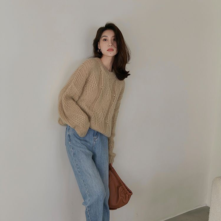 Áo Len Nữ Dài Tay Cổ Tròn Form Rộng Thời Trang Hàn