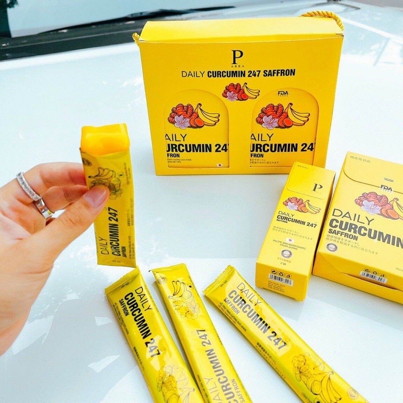 (Set 7 thanh tặng 1 ) Thạch Nghệ Saffron Vị Chuối 247 Daily Nhật Bản Tăng Cường Sức Khỏe Đẹp Da Hiệu Quả