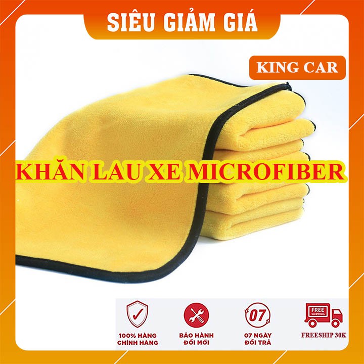 Khăn lau rửa xe 2 lớp, khăn lau đa năng Microfiber siêu thấm vệ sinh ô tô, xe máy- Shop KingCar