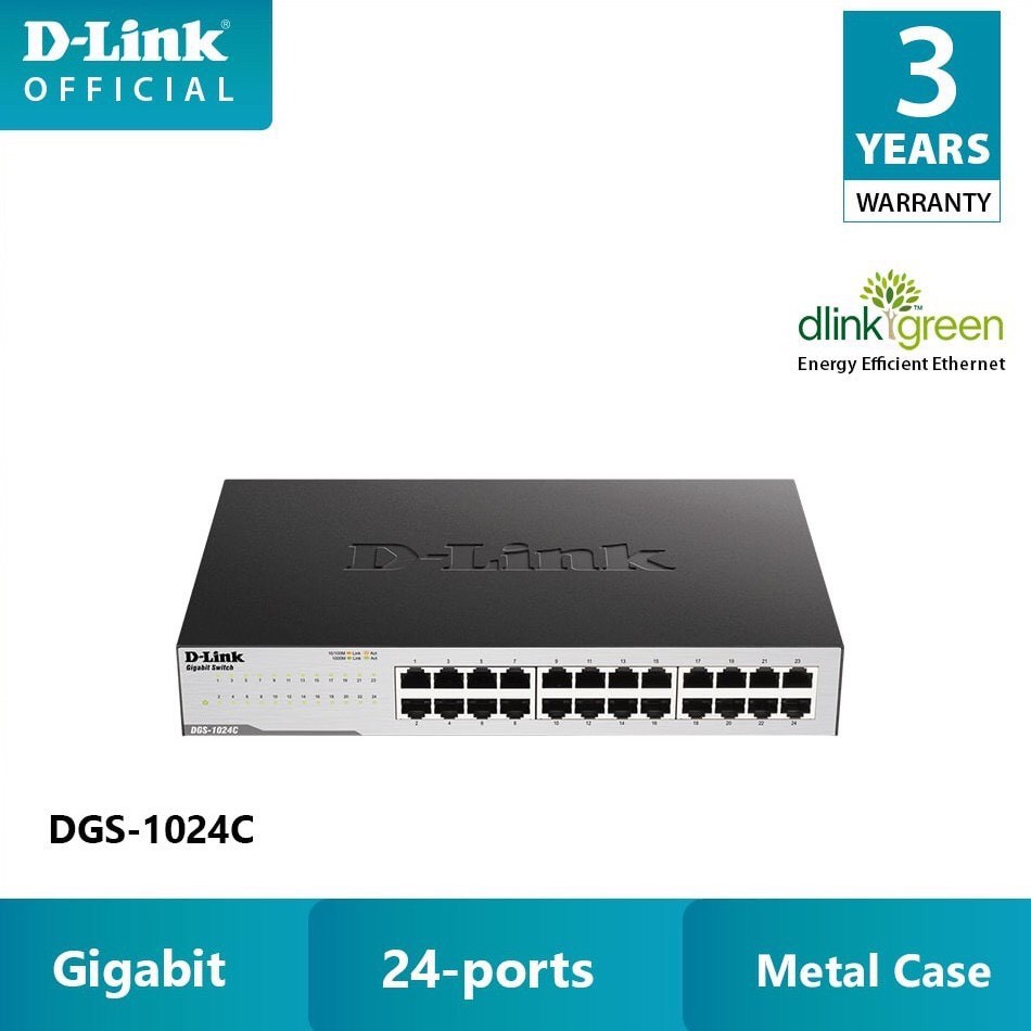 D-Link Switch Gigabit 24 cổng 10/100/1000Mbps Gắn tủ/ Để bàn -Bộ chia mạng switch D-LINK DGS-1024C