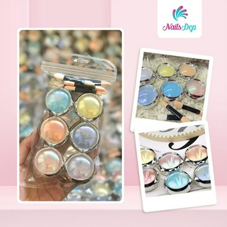 Set 6 hũ bột tráng gương ngọc trai đa sắc màu cao cấp chính hãng Nails đẹp