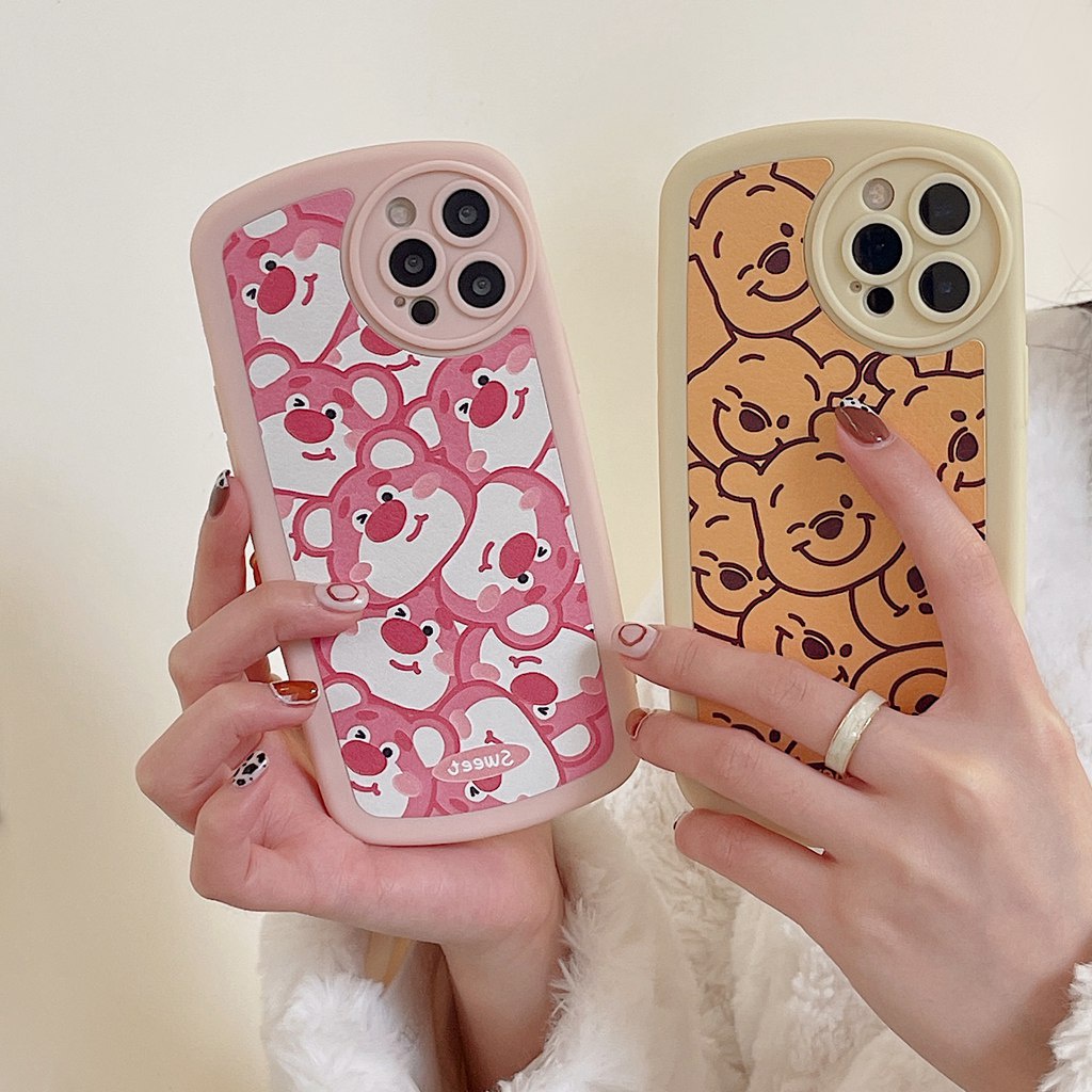 Ốp điện thoại TPU mềm họa tiết gấu Pooh có lỗ xỏ dây thích hợp cho iPhone 13 12 11 Pro Max X/XS XR XSmax 7/8 Plus
