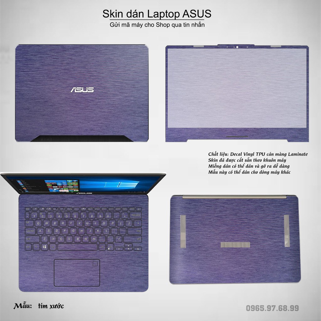 Skin dán Laptop Asus màu tím xước (inbox mã máy cho Shop)