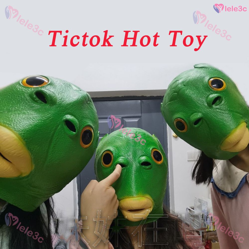 Mặt Nạ Hóa Trang Hình Cá Màu Xanh Lá Cây Cho Tiệc Halloween lele3c
