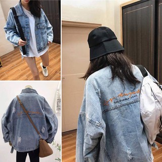 [SIÊU NGẦU] Áo khoác jean rách 1981 unisex phom to chất bò dày dặn thêu chữ giá siêu rẻ (Sỉ từ 5sp bất kì)